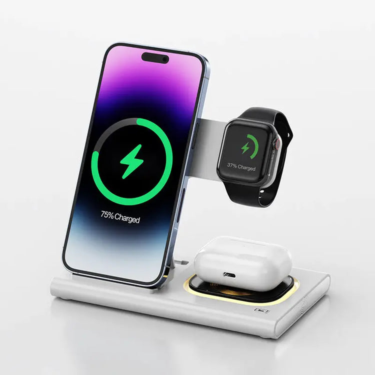 3 IN 1 15W Wireless Charging Charger Magnetic Desktop Night Light Iwatch Fast Charging Stand Gift Customization Neiko&