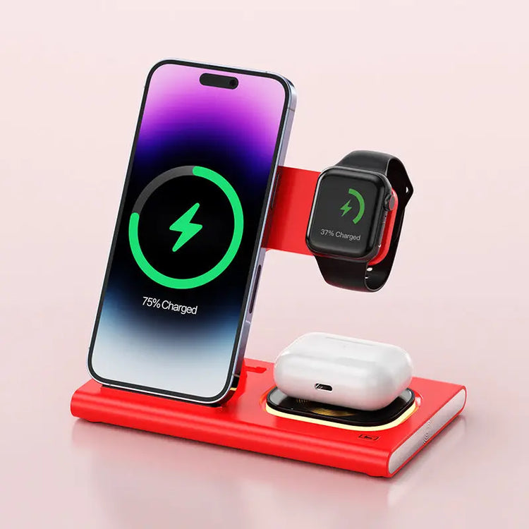 3 IN 1 15W Wireless Charging Charger Magnetic Desktop Night Light Iwatch Fast Charging Stand Gift Customization Neiko&