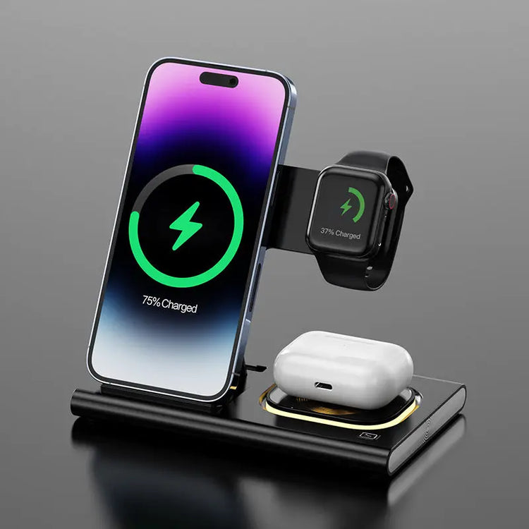 3 IN 1 15W Wireless Charging Charger Magnetic Desktop Night Light Iwatch Fast Charging Stand Gift Customization Neiko&