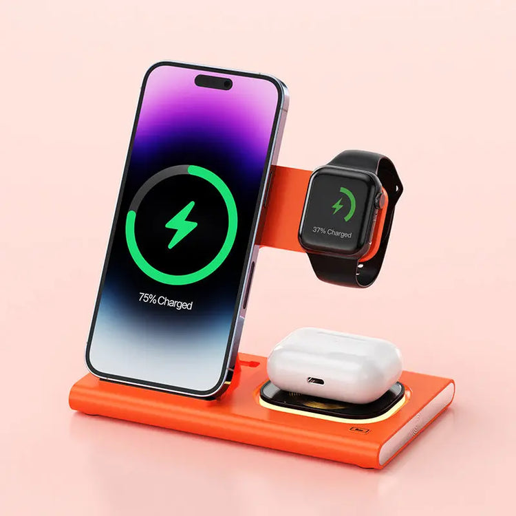 3 IN 1 15W Wireless Charging Charger Magnetic Desktop Night Light Iwatch Fast Charging Stand Gift Customization Neiko&