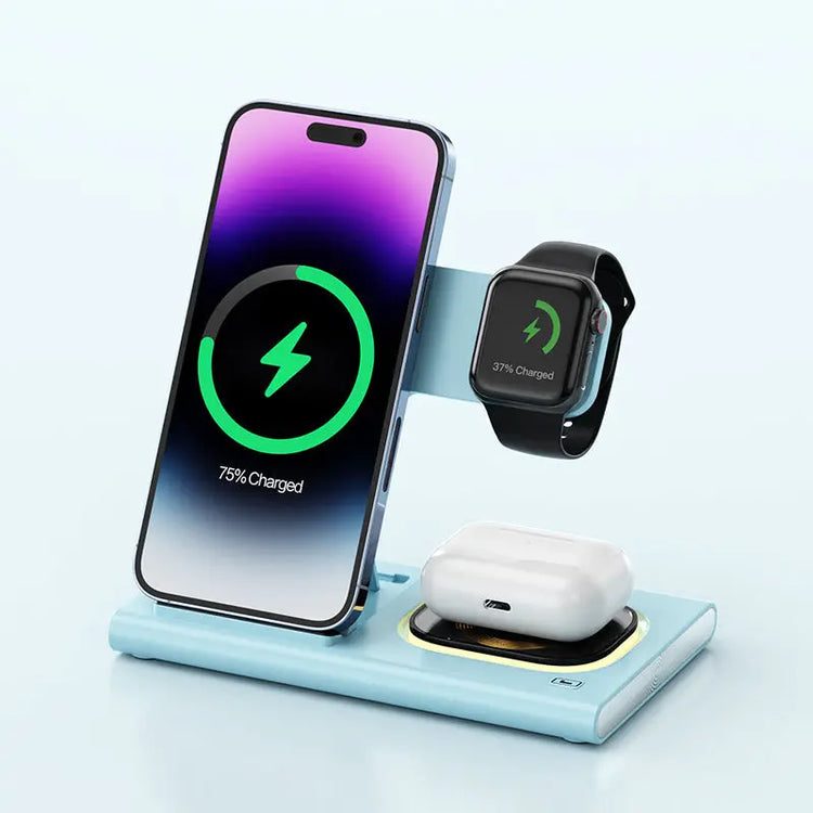 3 IN 1 15W Wireless Charging Charger Magnetic Desktop Night Light Iwatch Fast Charging Stand Gift Customization Neiko&